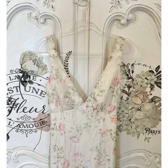 Lulus Deluca Dress Women's XS Cream Floral Maxi Ruffled Sleeveless NWOT - Picture 5 of 14
